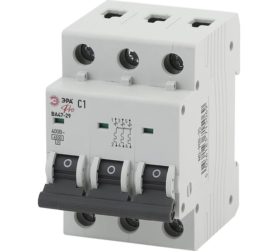 Изображение товара Автоматический выключатель ЭРА NO-900-43 ВА47-29 3P 13А кривая C Б0031775