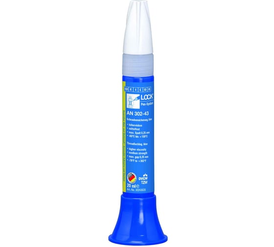 Изображение товара Фиксатор резьбы 20 мл средняя сила фиксации всех видов металлического крепежа WEICON LOCK AN 302-43 wcn30243020