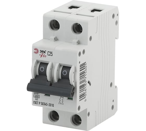 Изображение товара Автоматический выключатель ЭРА NO-901-54 ВА47-63 2P 25А кривая C Б0031826