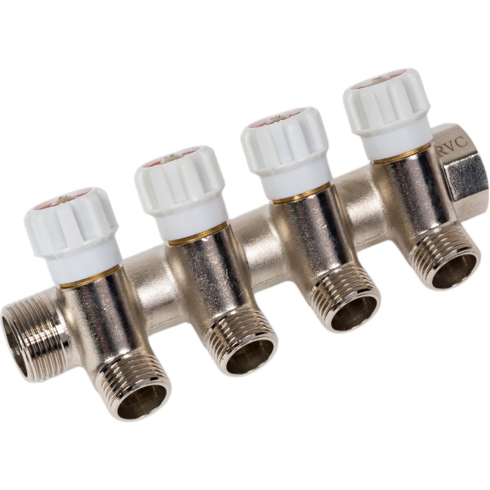 Изображение товара Коллектор Rvc 3/4 гш-1/2 ш на 4 выхода для систем водоснабжения и отопления