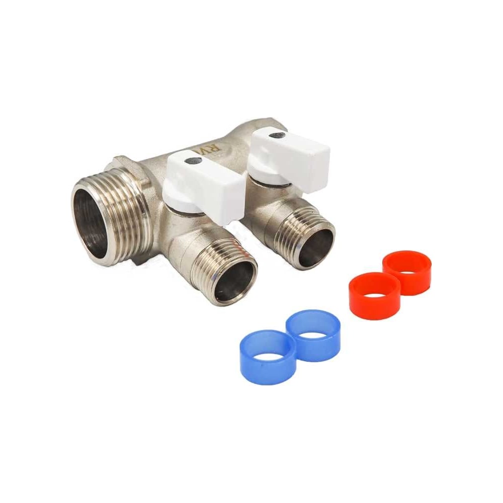 Изображение товара Коллектор Rvc 1 гш1/2 ш с кранами 2 выхода для водопровода и отопления 01432