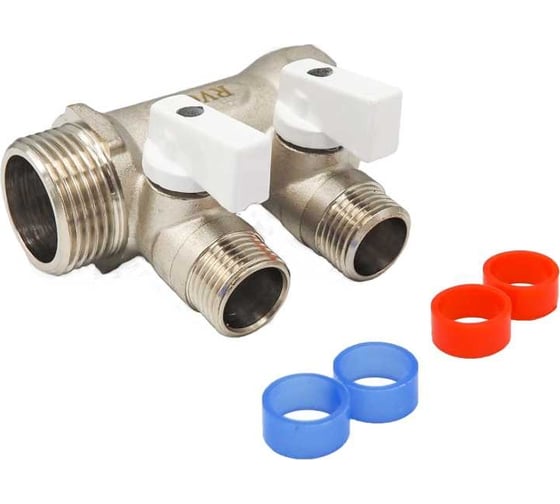 Изображение товара Коллектор Rvc 1 гш-1/2 ш, с кранами 2 выхода (под ЕК 16x1/2 ) 01432