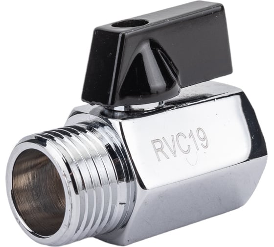 Изображение товара Прямой кран для бытовой техники Rvc (15) 1/2 г х 1/2 ш, мини (ручка черная) 13549