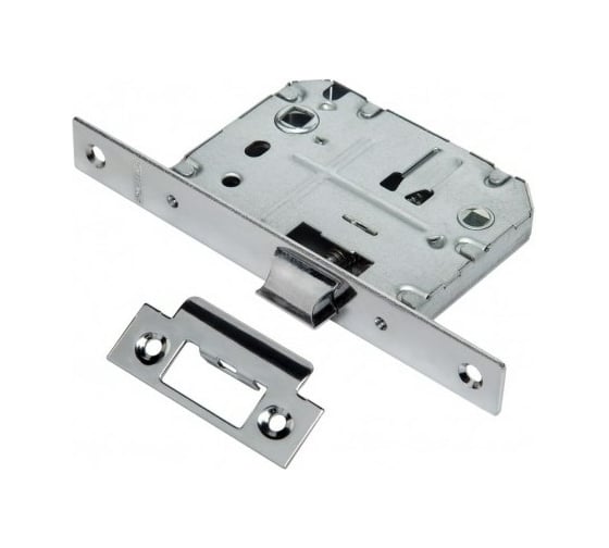 Изображение товара Сантехническая защелка с корпусом PUERTO с отверстием для ручки и заверткой, межосевое 70 мм, хром блестящий INLB 1070 C