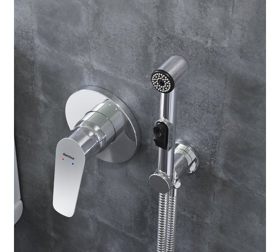 Изображение товара Смеситель монтируемый в стену Damixa Jupiter с гиг. душем, хром 777510001