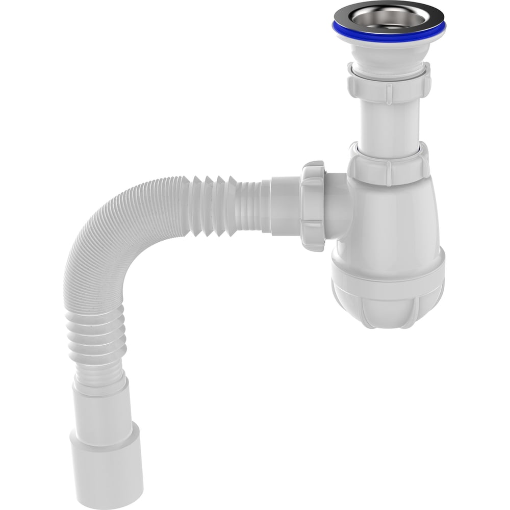 Сифон для кухни Aquant 1 1/2&quot;х40 с металлической решеткой с гофротрубой 40x40/50 B0115-30-MR