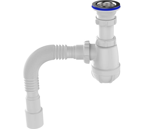 Изображение товара Сифон для кухни Aquant 1 1/2"х40 с металлической решеткой с гофротрубой 40x40/50 B0115-30-MR