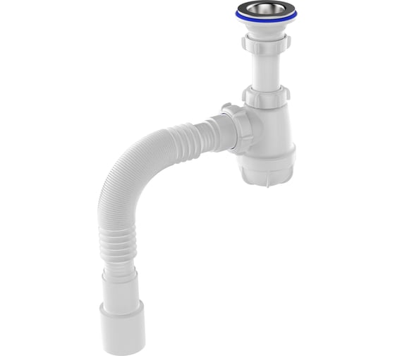 Изображение товара Сифон для умывальника Aquant 1 1/4"х40 с металлической решеткой с гофротрубой 40x40/50 S1015-35-MR