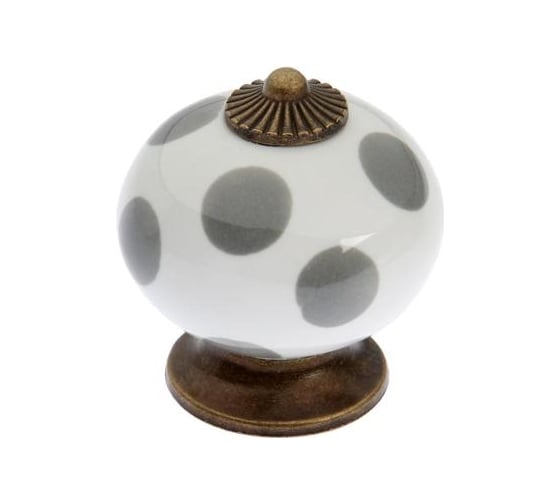 Изображение товара Ручка кнопка ТУНДРА керамическая, цвет белый с серыми кругами 7043265