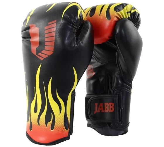 Изображение товара Боксерские перчатки из искусственной кожи Jabb je-4077/asia 77 fire черные 8ун 4690222165746