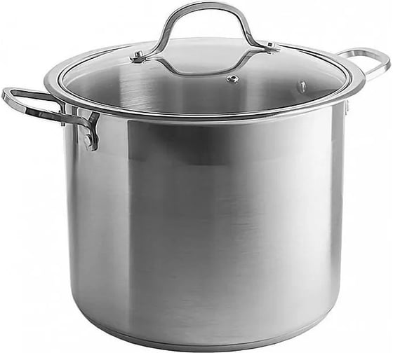 Изображение товара Кастрюля Webber BE-128- 8L из нержавеющей стали 8 литров, со стеклянной крышкой, 22х20 см Р1-00016484