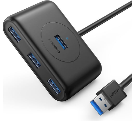 Изображение товара USB концентратор Ugreen хаб 4 х USB 3.0, 1 м, цвет черный 20291