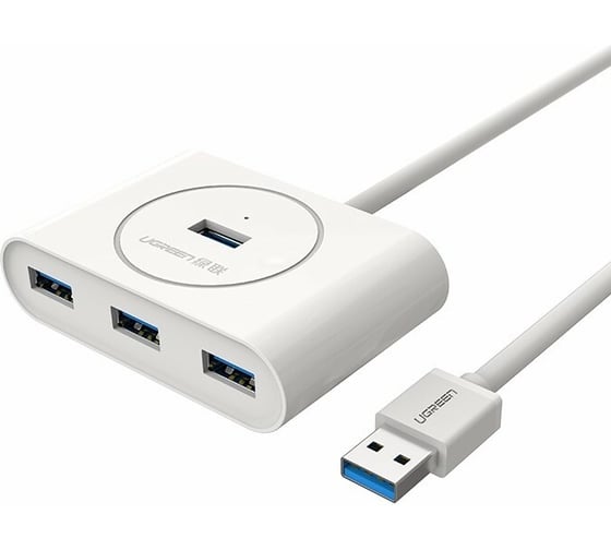 Изображение товара USB концентратор Ugreen хаб USB 3.0x4, 1 м, цвет белый 20283