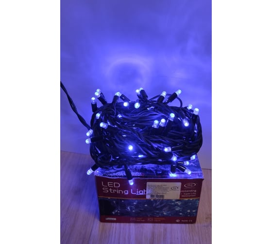 Изображение товара Светодиодная гирлянда GLQ 100 шт. диодов, длина 10м, 230В, ПВХ кабель черный, 1,5м шнур питания с вилкой, GLQ -102R-10M-100-B