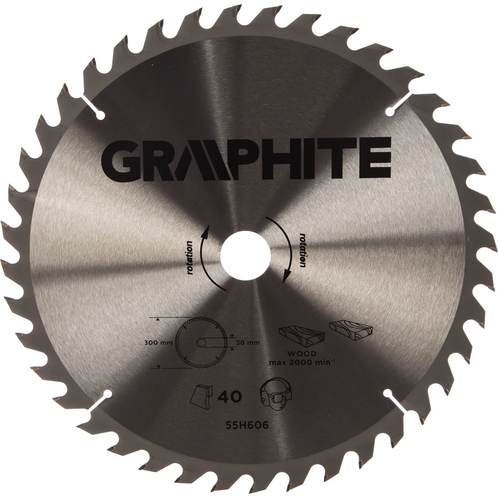 фото Диск отрезной по дереву (300x30 мм; 40 зубьев) graphite 55h606