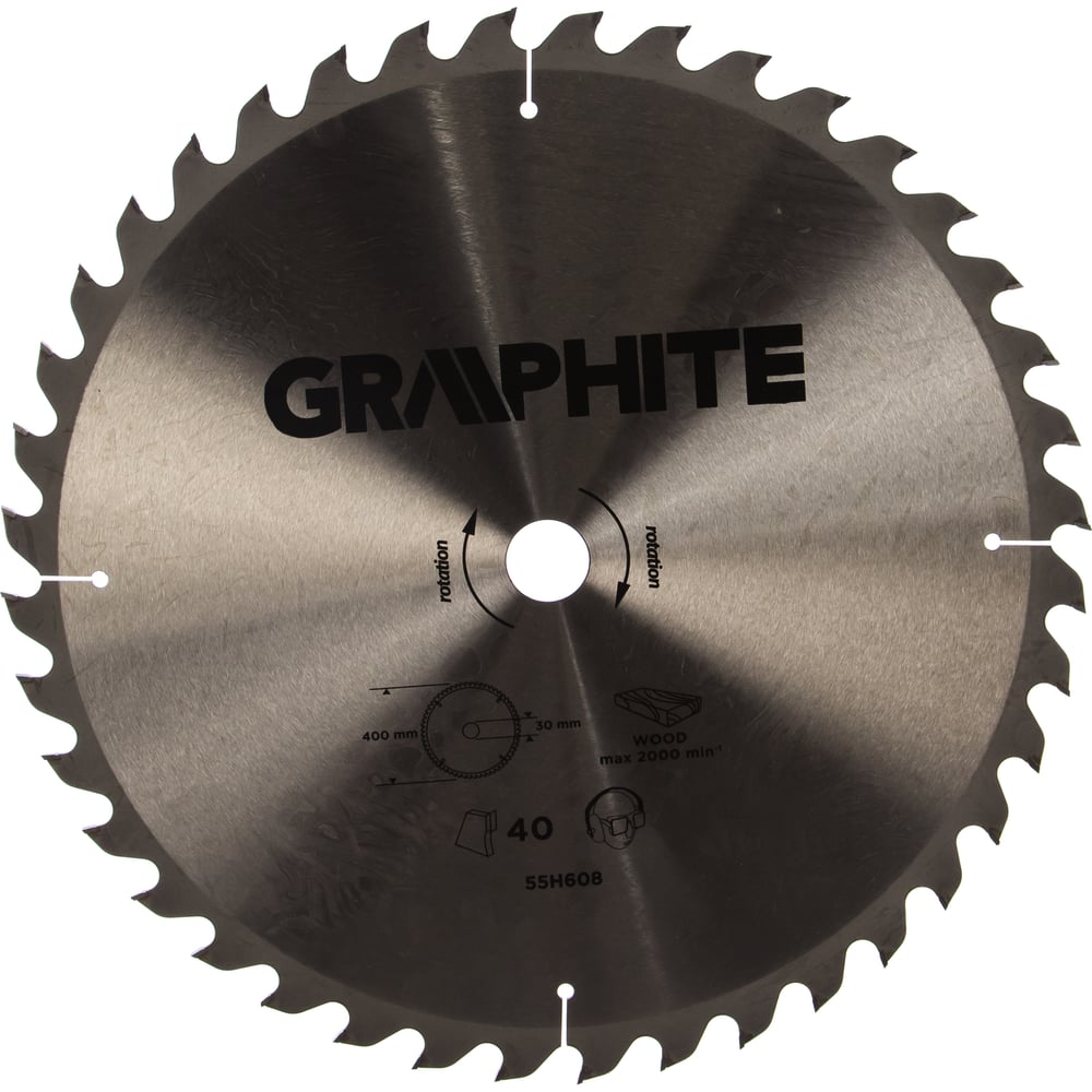 фото Диск отрезной по дереву (400x30 мм; 40 зубьев) graphite 55h608