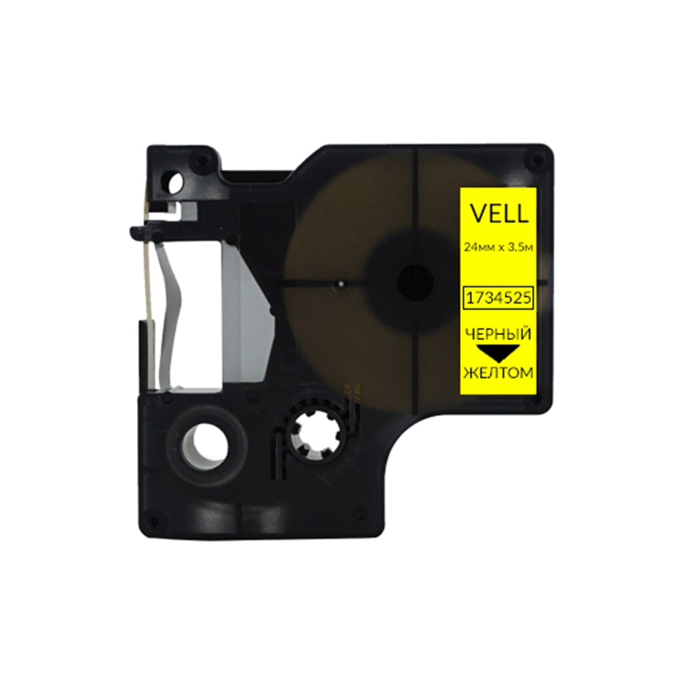 Изображение товара Лента Vell VL-D-1734525 для термотрансферной печати нейлон 24 мм 3.5 м черный на желтом