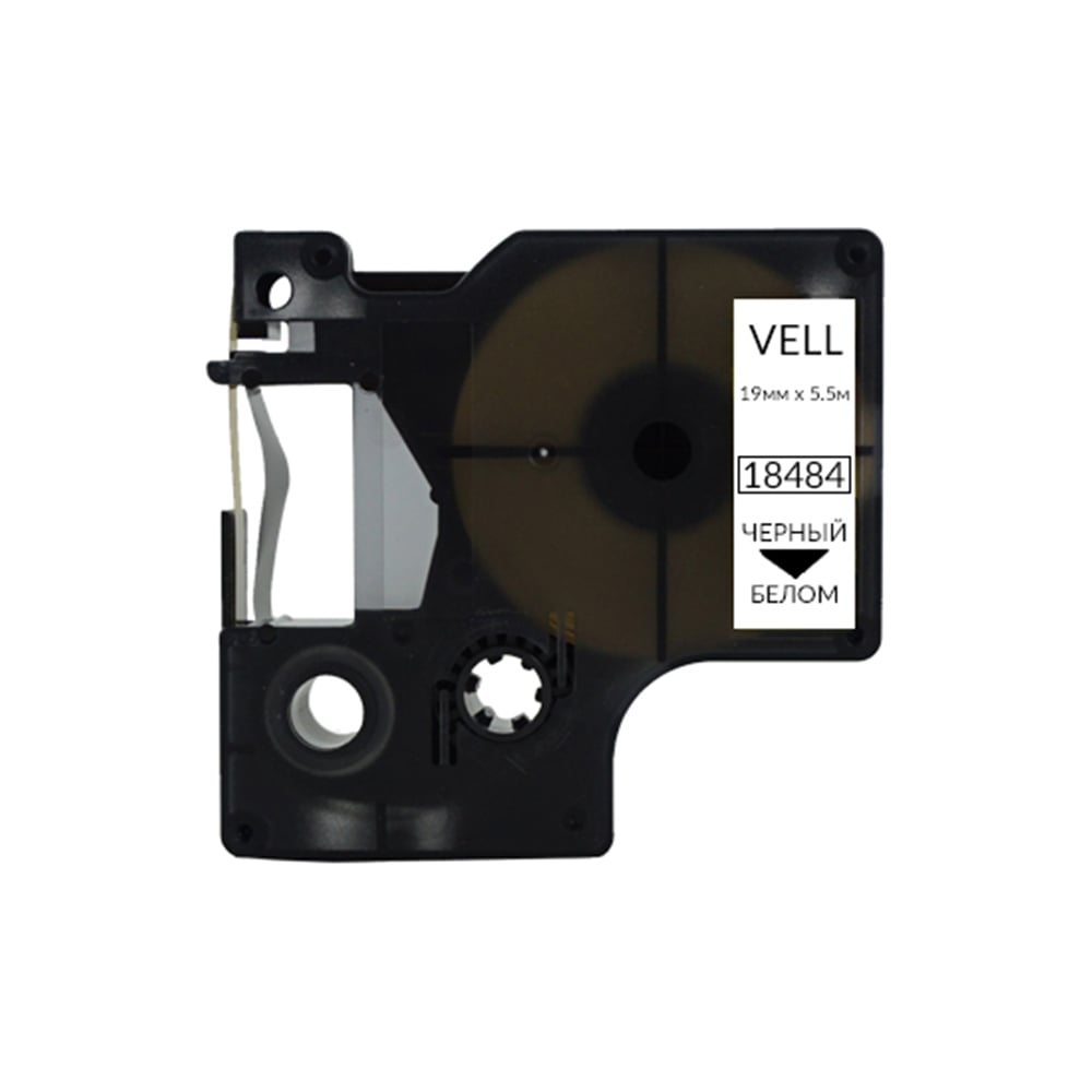 Изображение товара Полиэстеровая лента Vell VL-D-18484/16960 для термотрансферной печати 19 мм 5.5 м черный на белом