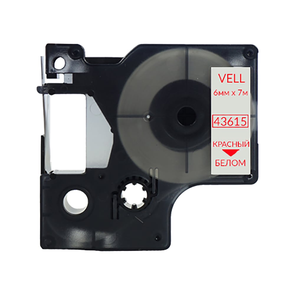 Изображение товара Лента Vell VL-D-43615 для термопечати 6 мм х 7 м красный на белом