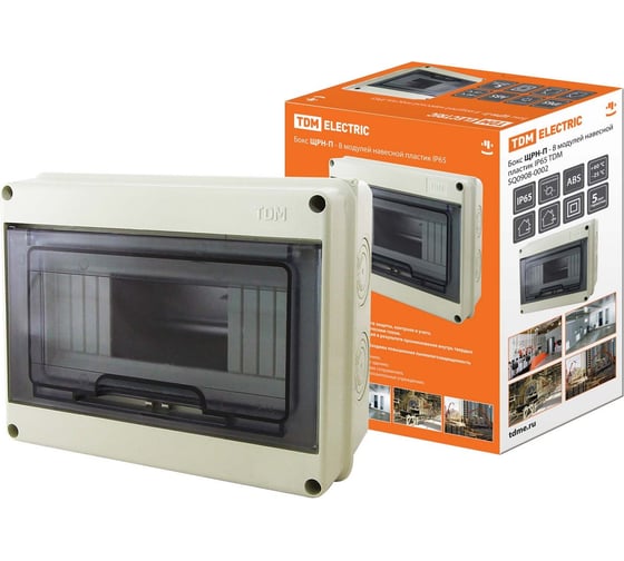 Изображение товара Бокс TDM ЩРН-П-8 модулей навесной пластик IP65 SQ0908-0002