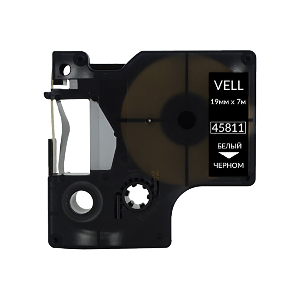 Изображение товара Лента Vell VL-D-S0720910/45811 19 мм х 7 м для термопечати белый на черном