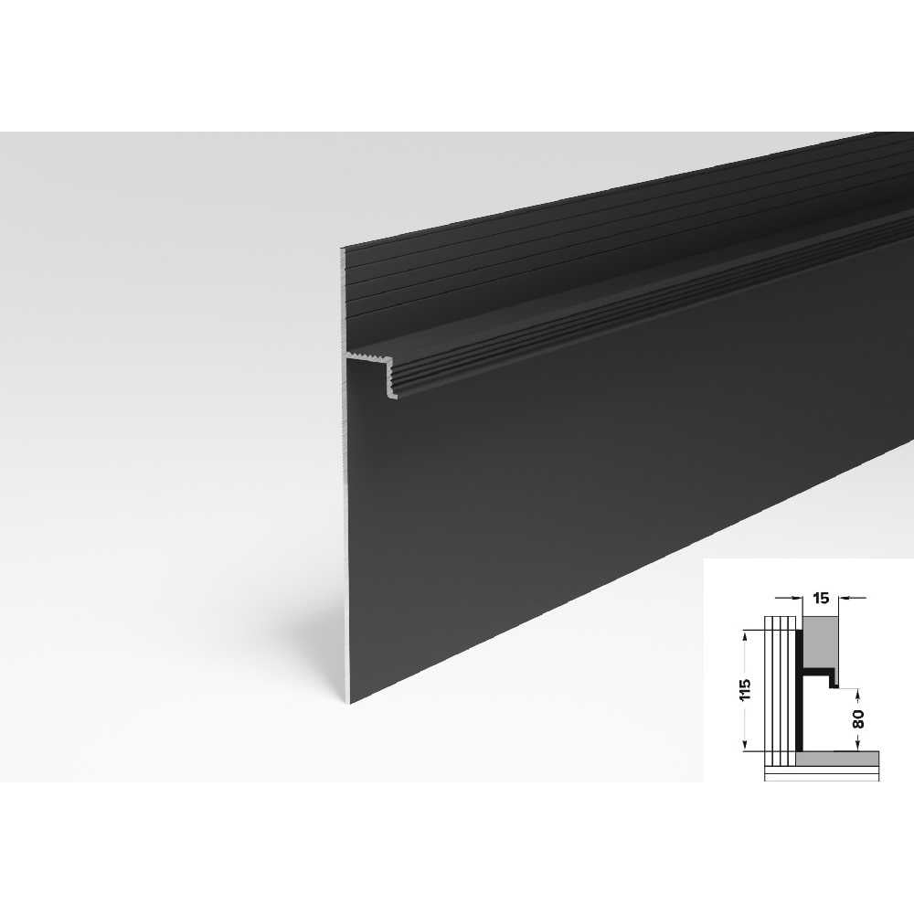 Изображение товара Скрытый плинтус Лука плт 115.2500.215 черный 2.5м влагостойкий монтажный