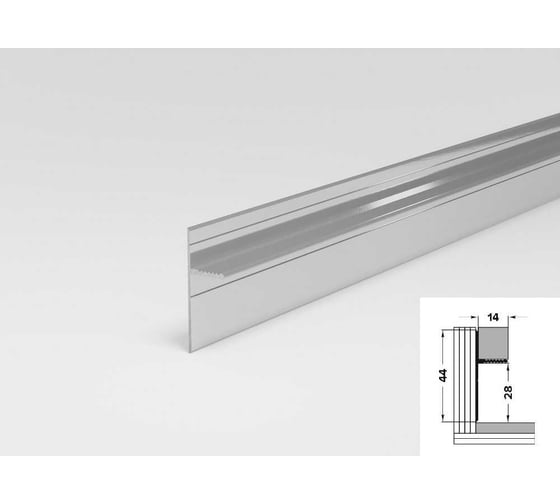 Изображение товара Скрытый плинтус Лука плт 44.2500.00 серый, 2.5 м УТ000078033