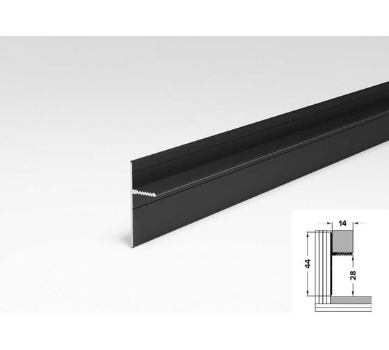 Изображение товара Скрытый плинтус Лука плт 44.2500.215 черный, 2.5 м УТ000078035
