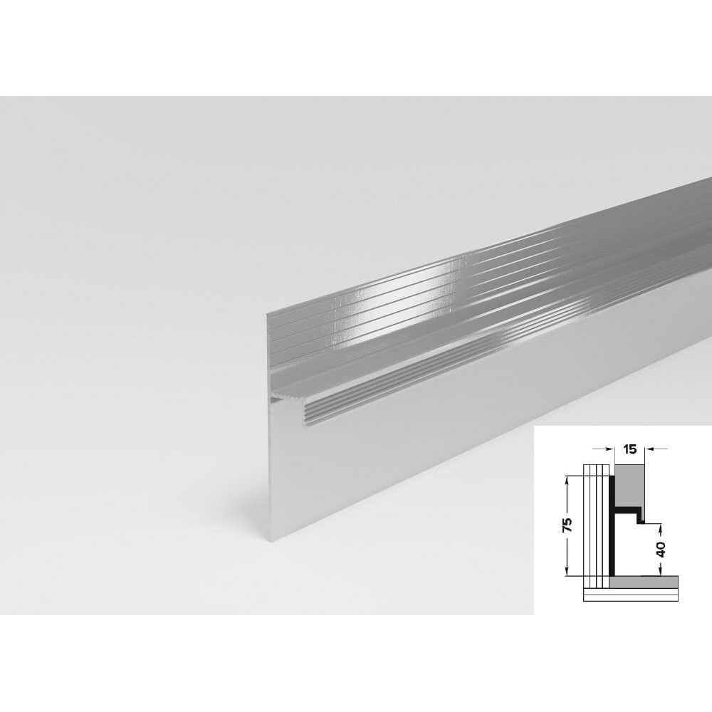 Изображение товара Скрытый плинтус Лука плт 75.2500.00 серый 2.5 м влагостойкий алюминий