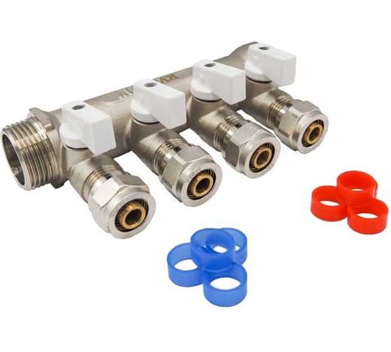 Изображение товара МП коллектор Rvc 1 гш-1/2 ш, с кранами, 4 выхода (в комплекте ЕК 16x1/2 ) 10881