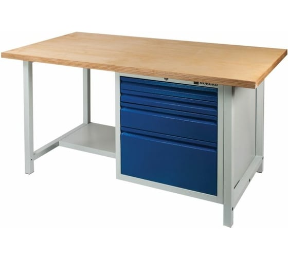 Изображение товара Верстак NORGAU серия 100 1500х750х859 мм, 4 ящика, RAL7035/5012 101009001