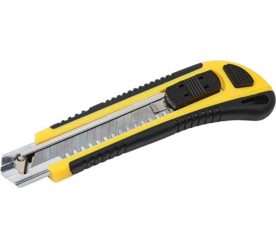 Изображение товара Нож Kinwehr универсальный обрезиненный с фиксатором, 3 лезвия 18x100мм с автозаменой 571004