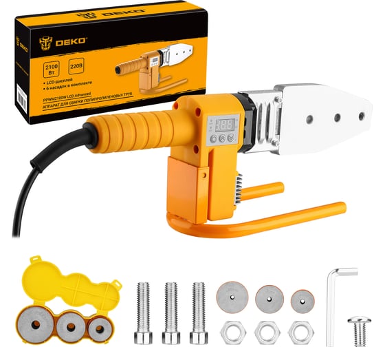 Изображение товара Аппарат для сварки полипропиленовых труб DEKO PPWM2100W LCD Advanced в металлическом кейсе, 6 насадок (20-63 мм) 063-5257