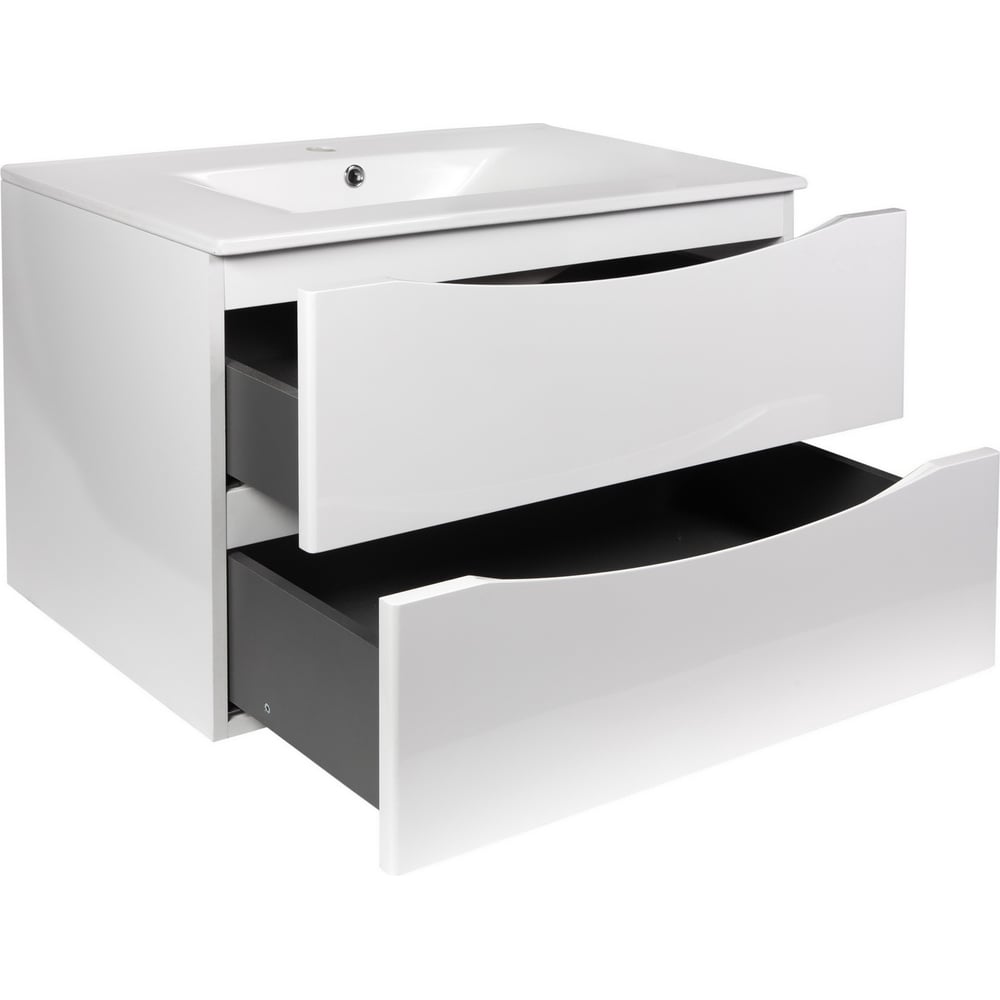 Изображение товара Подвесная тумба с раковиной BOND Cube 80 см белая глянцевая современная