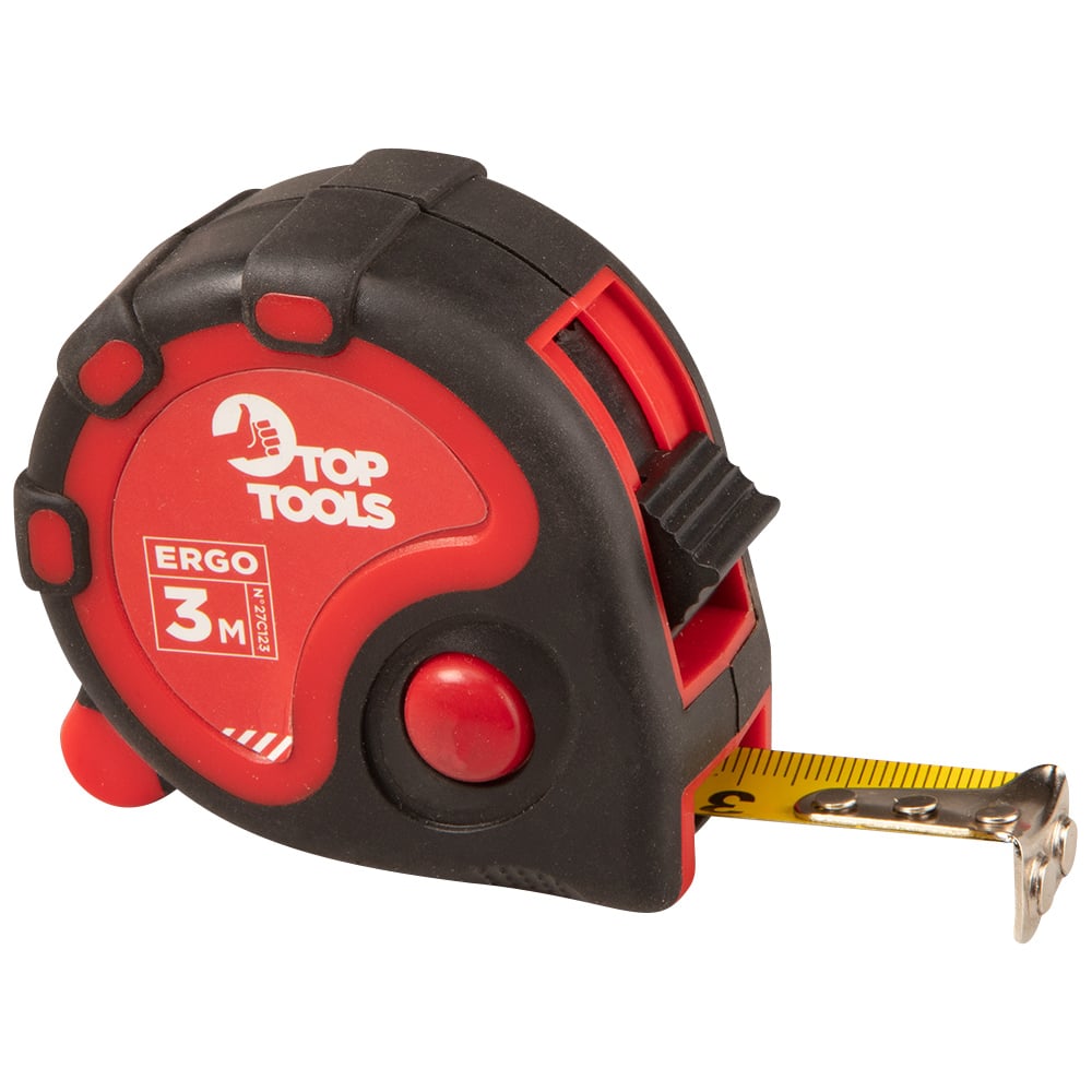 Изображение товара Рулетка Top Tools стальная лента с магнитом кнопкой паузы 3 м x 16 мм 27C123