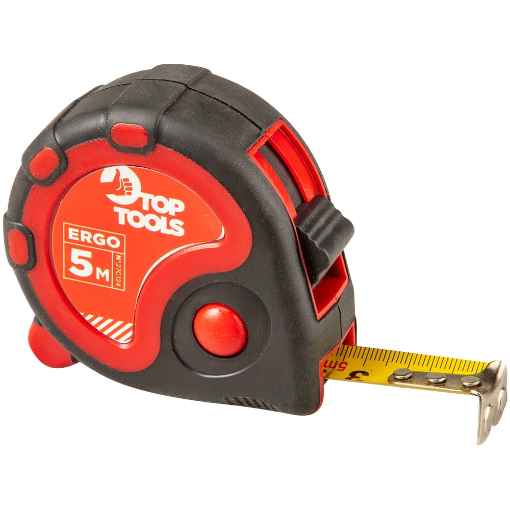 Изображение товара Рулетка Top Tools стальная 5м х 19мм с магнитом и кнопкой паузы