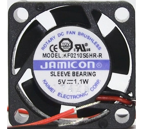 Изображение товара Вентилятор JAMICON KF0210S5HR-R (KF0210S5HR022-047R) (13000RPM) 5V/0,22A (25x25x10) S(втулка) CFM2,54/dBA32,1, провод C00035721