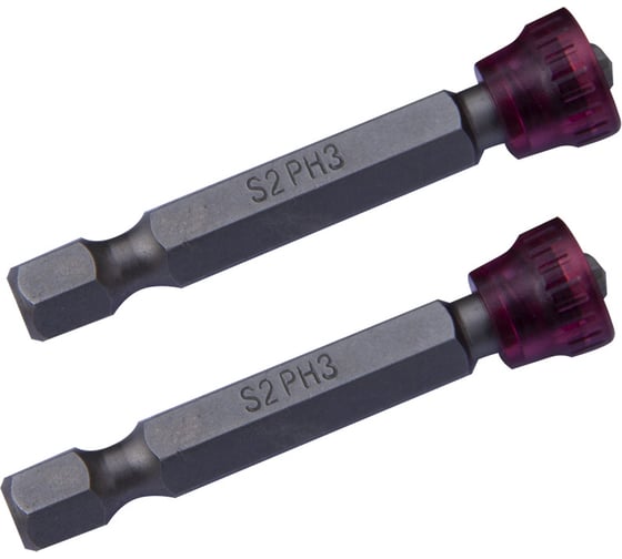 Изображение товара Биты PH3, 2 шт, 50 мм, сталь S2, с магнитным держателем ЛА-00001331