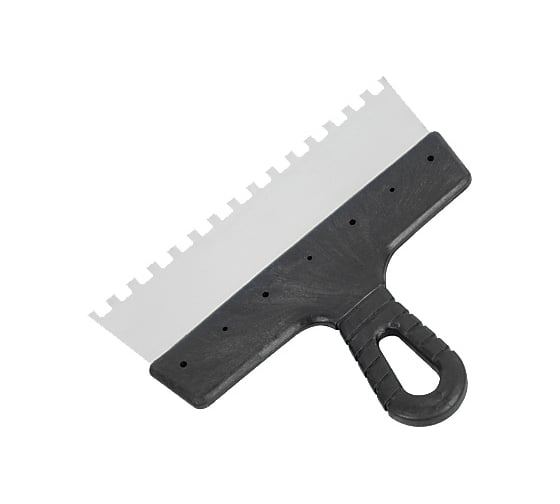 Изображение товара Зубчатый шпатель 250 мм 10х10 мм, нержавеющая сталь, пластиковая ручка MASTER COLOR 30-2348