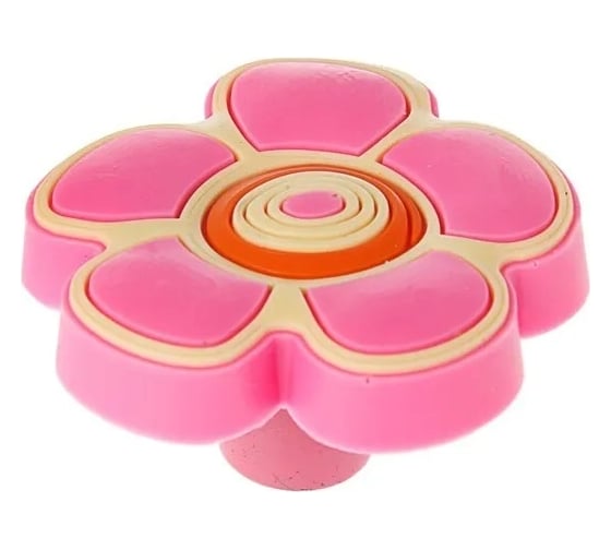 Изображение товара Ручка кнопка ТУНДРА детская KID 024, "Цветочек 2", резиновая, розовая 2602962