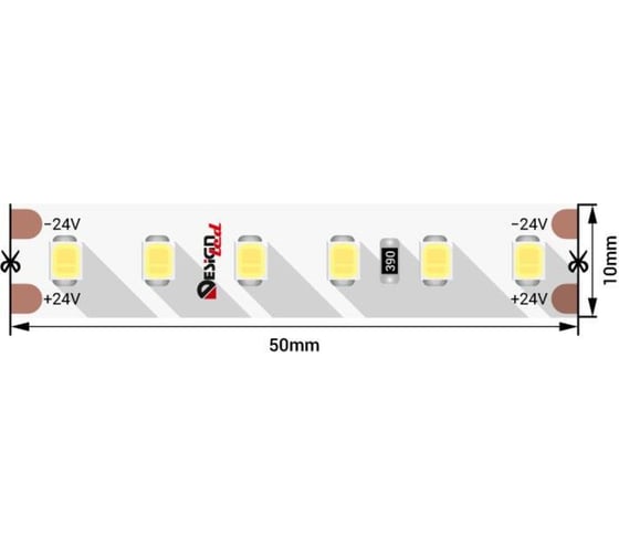 Изображение товара Светодиодная лента DesignLed DSG 2835 W 120L-V24-IP33, 6000 K, 600 LED, 14,4W/m, LUX DSG2120-24-W-33