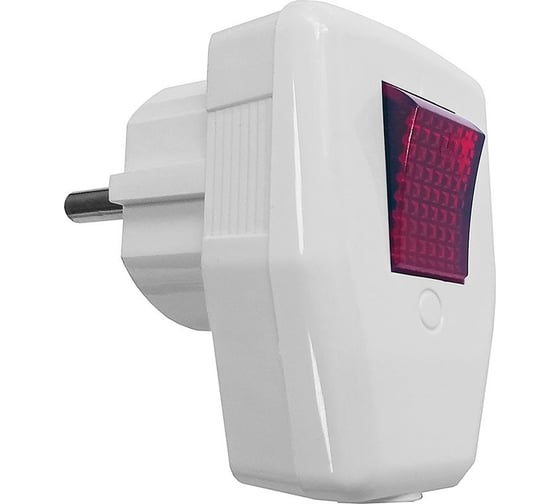 Изображение товара Угловая вилка DORI с выключателем, с заземлением, белая 46288