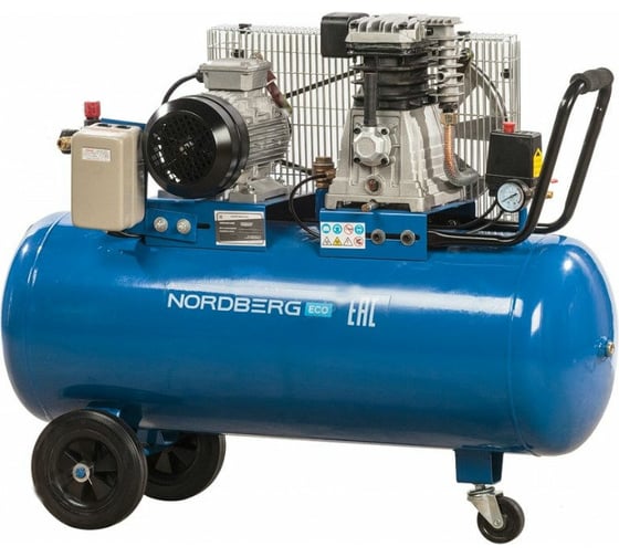 Изображение товара Компрессор NORDBERG 380В, ресив. 100л, 400л/мин ECO NCE100/400