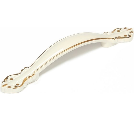 Изображение товара Ручка-скоба ТУНДРА РС201, м/о 96 мм, белая, с золотой вставкой 3241578