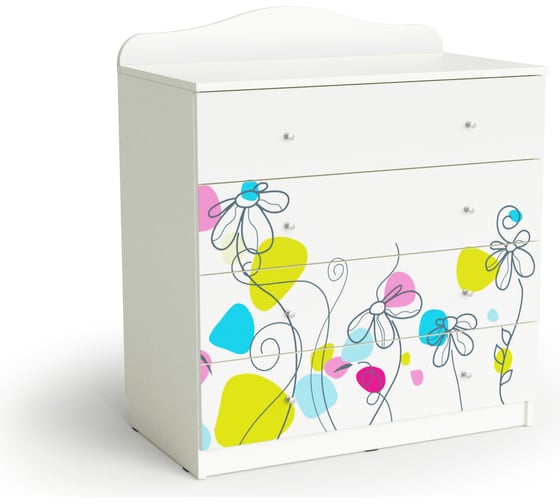 Изображение товара Комод МК Мама цветы, белый шёлк 102052