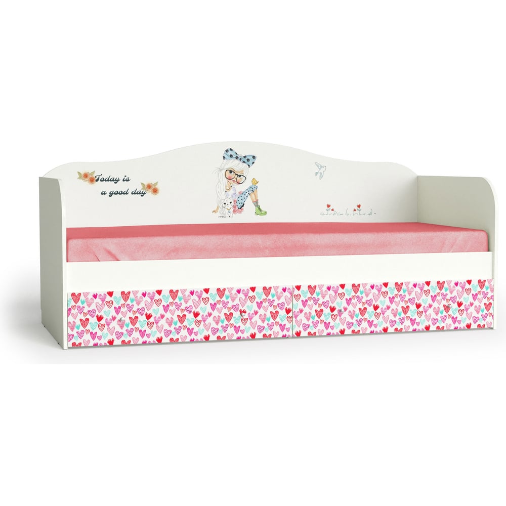 Изображение товара Детская кровать МК Мама девочки белый шёлк 102042 с ящиками для хранения