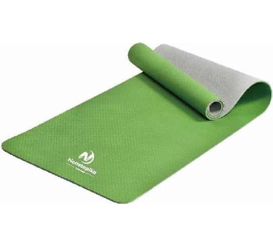 Изображение товара Спортивный коврик для йоги и пилатеса Nonstopika Relax, размер 183х61х0.6см, зеленый, 2 стороны yoga_mat3