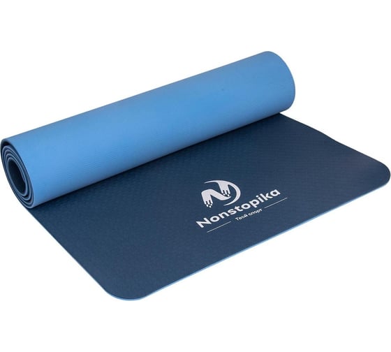 Изображение товара Спортивный коврик для йоги и пилатеса Nonstopika Relax, размер 183х61х0.6см, синий, 2 стороны yoga_mat4