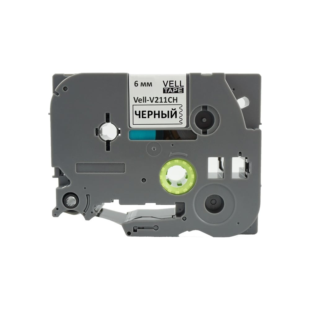 Изображение товара Виниловая лента Vell VL-V211CH 6 мм для термотрансферной печати, черный на белом