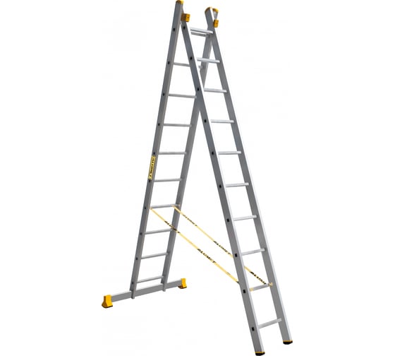 Изображение товара Лестница алюминиевая Алюмет 2х10 ступеней универсальная двухсекционная профессиональная P2 9210